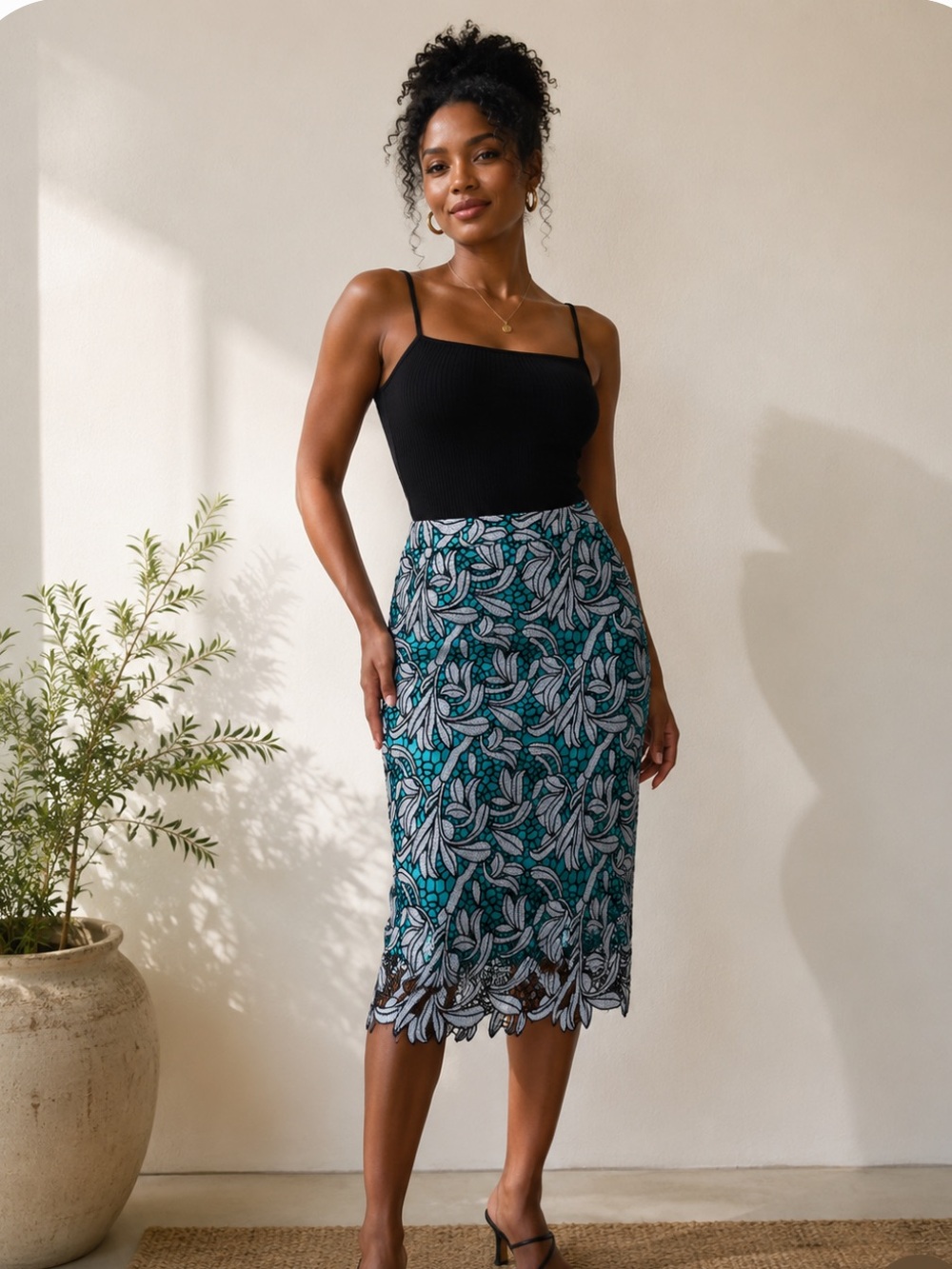 Maeve Turquoise Lined Skirt